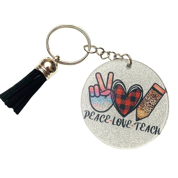 Peace Love Teach Keychain - Picture 1 of 1